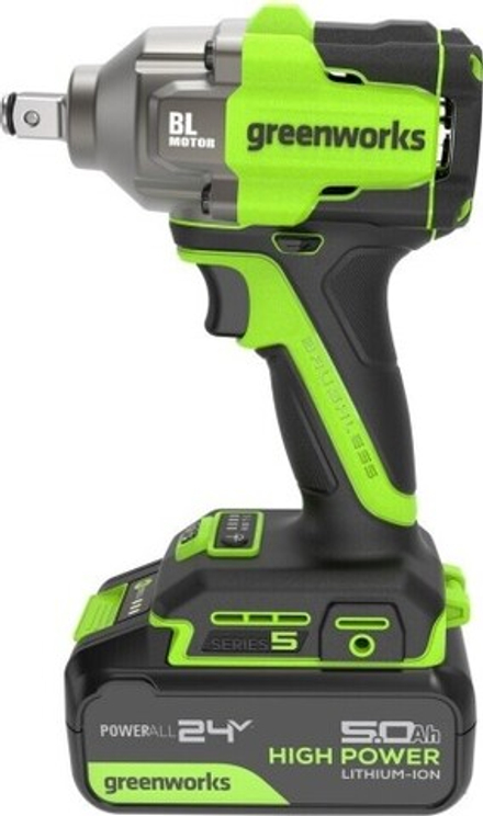 Гайковерт аккумуляторный GREENWORKS IW5500 24V, АКБ 5Ач и ЗУ 3805007CUG