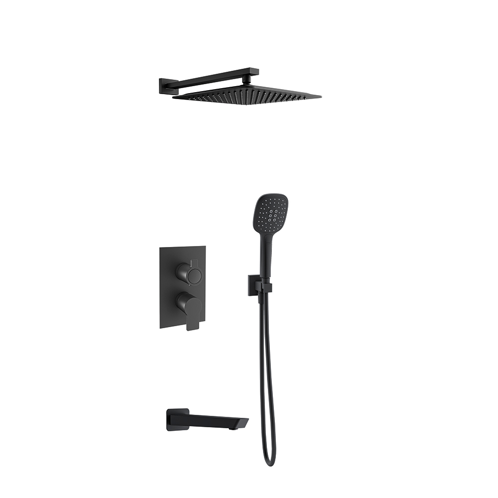 Встраиваемый смеситель для душа с изливом, троп. и ручным душем BLAUTHERM 941513RPK300NM черный