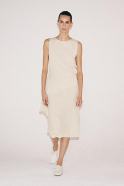 ZARA ЮБКА МИДИ С ЭФФЕКТОМ ДВОЙНОЙ ТКАНИ, ЭКРЮ