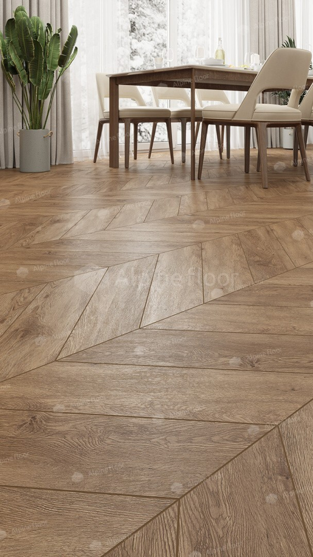 Каменно-полимерная напольная плитка Alpine Floor Chevron Гевуина ECO 18-10