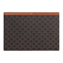 CELINE Triomphe Canvas With Calfskin Laptop Storage Bag Protective Cover Laptop Bag Men"s Black