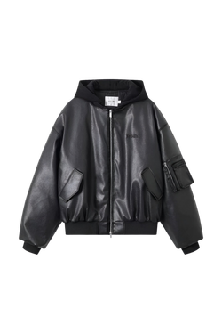 [FROM MOSCOW] Кожаный бомбер KREATE Hooded Leather Jacket