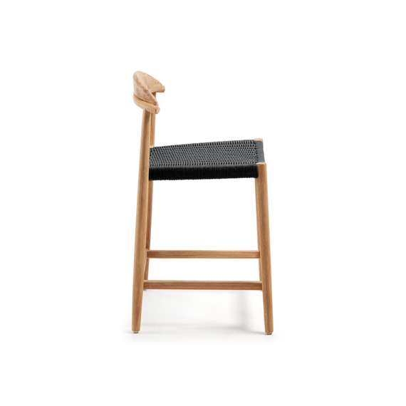 Полубарный стул Nina 62 см из массива акации с натуральной отделкой и черной веревкой