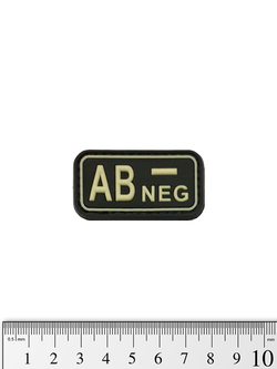 Шеврон Группа крови AB- PVC 5 см. Чёрный светящийся