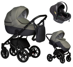 Детская коляска Indigo Mio S 3 в 1 05 т.серая кожа+зеленый