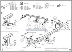 Фаркоп оцинкованный Galia M097A для Mercedes C-Class w203 седан / s203 универсал 2000-2007, Mercedes CLK 2002-2009(паспорт и сертификат в комплекте)(без электрики)