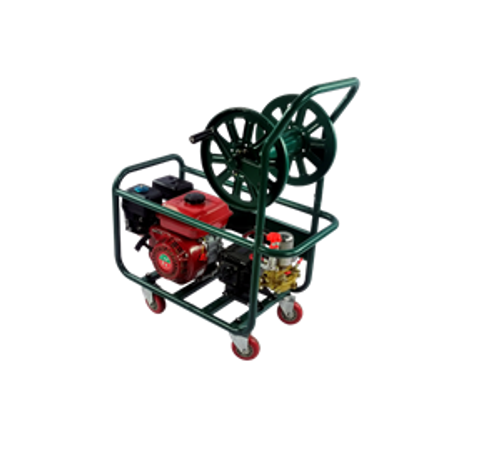 Опрыскиватель бензиновый с катушкой для нагнетающего шланга, на раме с колесами "Умница" модель ОБК-1