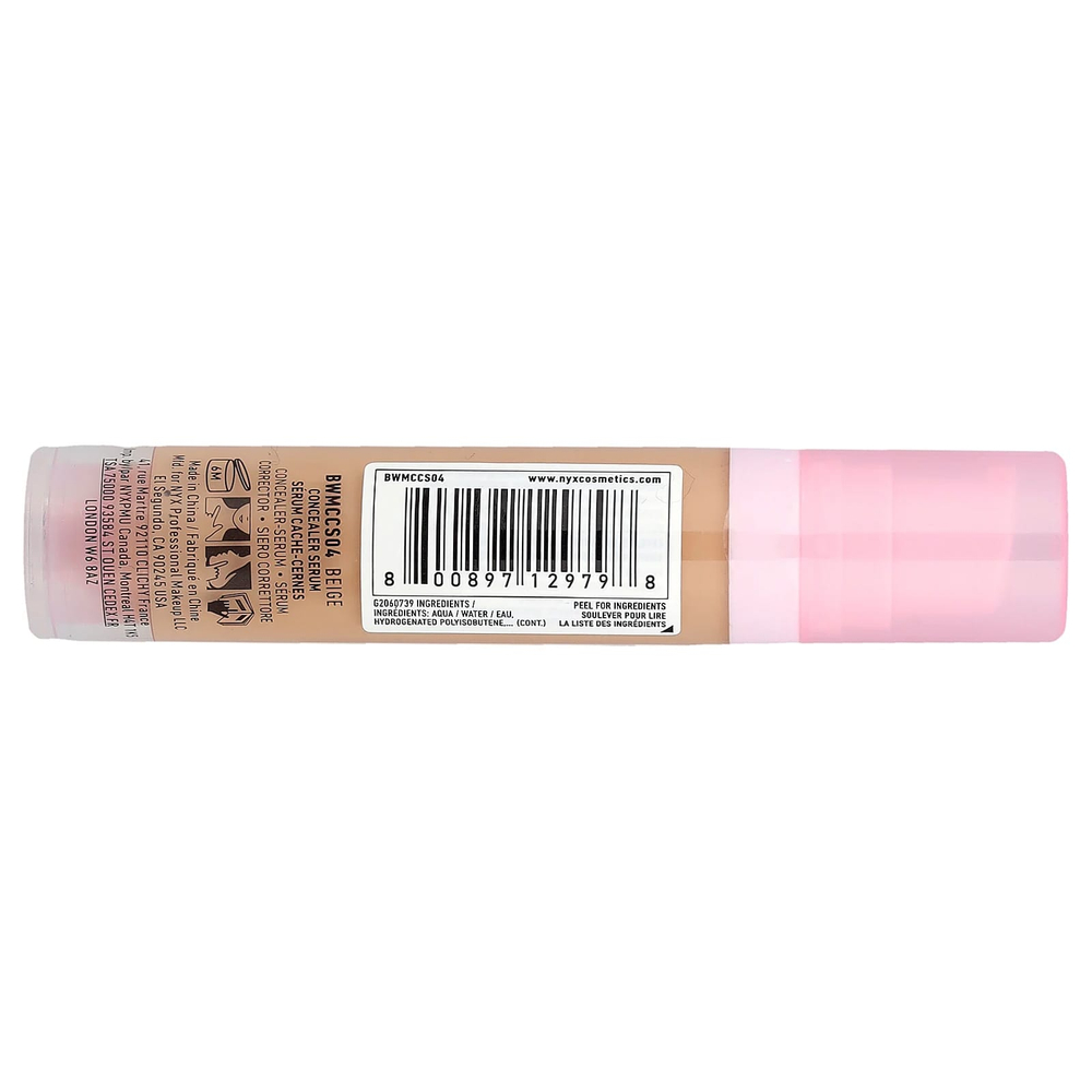 NYX Professional Makeup, Bare With Me, сыворотка-консилер, 04 бежевый, 9,6 мл (0,32 жидк. Унции)