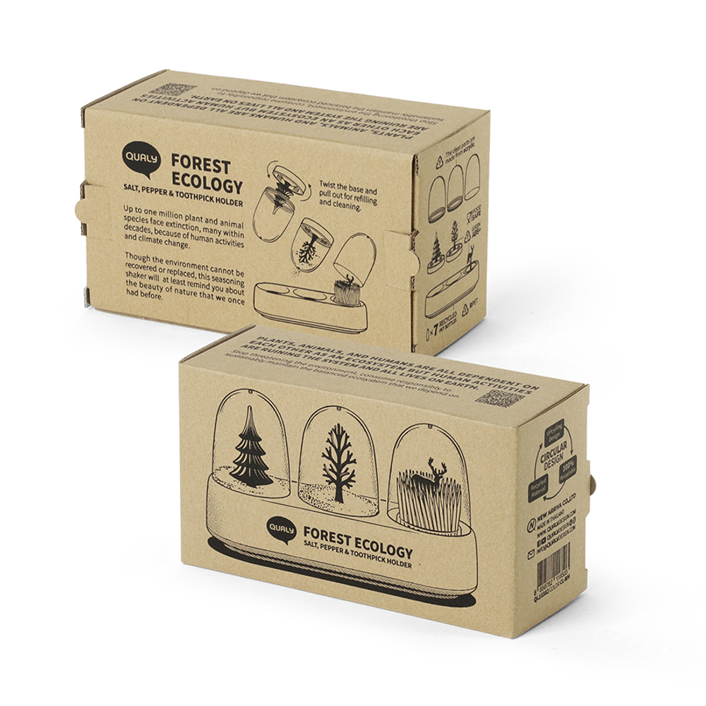 Набор емкостей для соли, перца, зубочисток с подставкой forest ecology