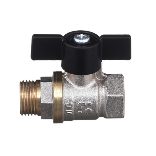 Кран латунный шаровой БАЗ.А31.1, 11Б27п1, DN 15, PN 40, никелированный, муфта-штуцер, бабочка