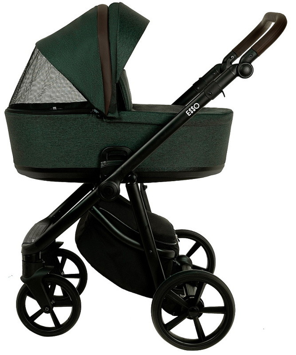 Детская коляска Roan Esso 3 в 1 с автокреслом Tutis Elo Lux EduSky Black ESS113/1 Dark Green/Black