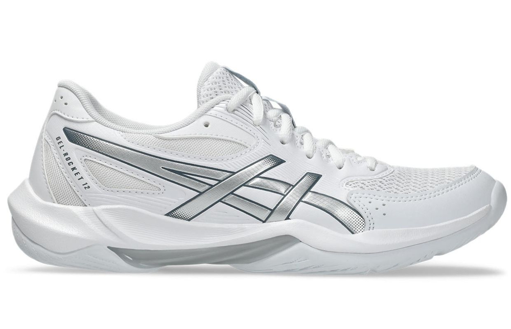Женские кроссовки для бадминтона/сквоша Asics Gel-Rocket 12 - white/pure silver
