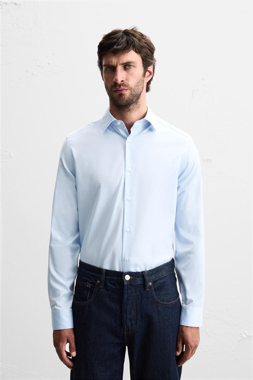 ZARА РУБАШКА КЛАССИЧЕСКОГО КРОЯ, НЕБЕСНО-ГОЛУБОЙ