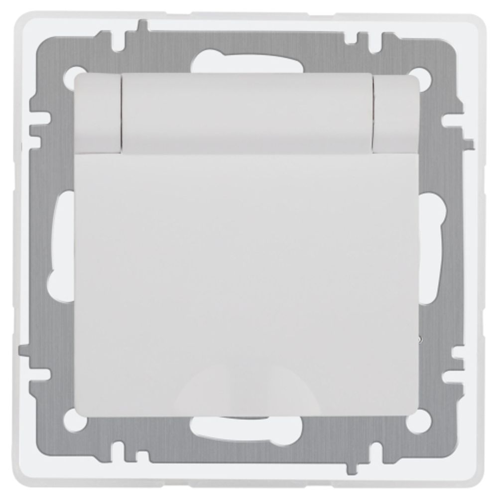 Розетка Intro Accent 6-209-01 двойная с заземлением 2P+E Schuko с крышкой шторкой 16А-250В IP44 СУ AL/CU белый