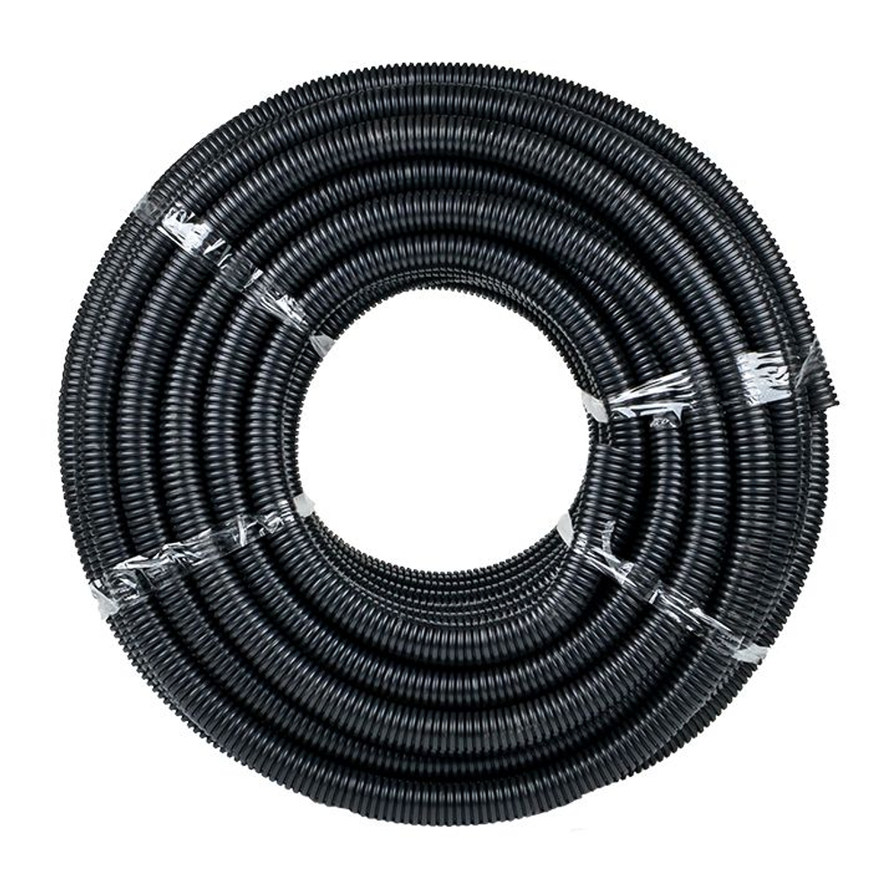 Труба гофр. безгалогеновая FRHF с протяжкой d32 мм (50 м) черная EKF-Plast FRHF-32