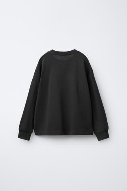 ZARA ФУТБОЛКА HEAVY WEIGHT С ВЫШИТОЙ НАДПИСЬЮ, АНТРАЦИТОВО-СЕРЫЙ