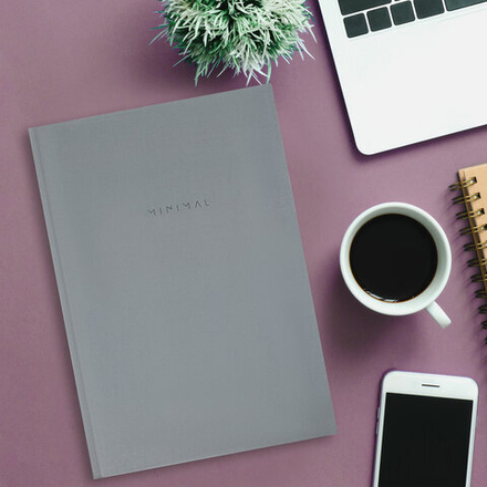 Блокнот БОЛЬШОЙ ФОРМАТ 200×290 мм, А4, 80 л., твердый, клетка, BRAUBERG «Minimal», серый