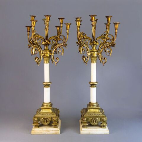 Винтаж: Пара антикварных бронзовых канделябров