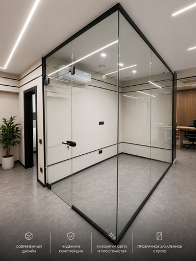 Цельностеклянные офисные перегородки