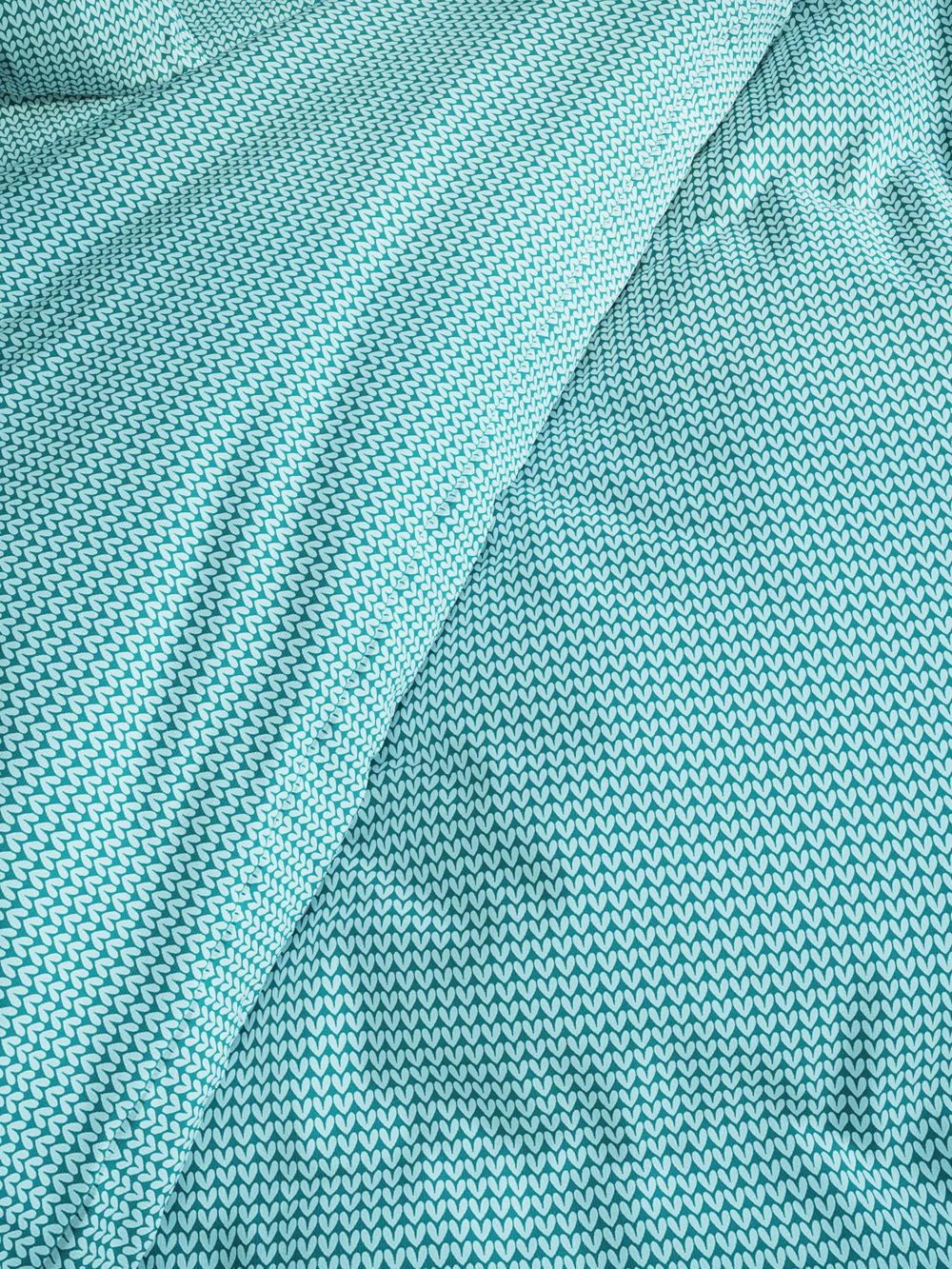 Простынь  перкаль Сказка "Вязание (лазурное)" 150x215 см