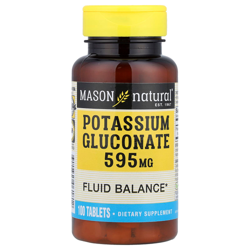Mason Natural, глюконат калия, 595 мг, 100 таблеток