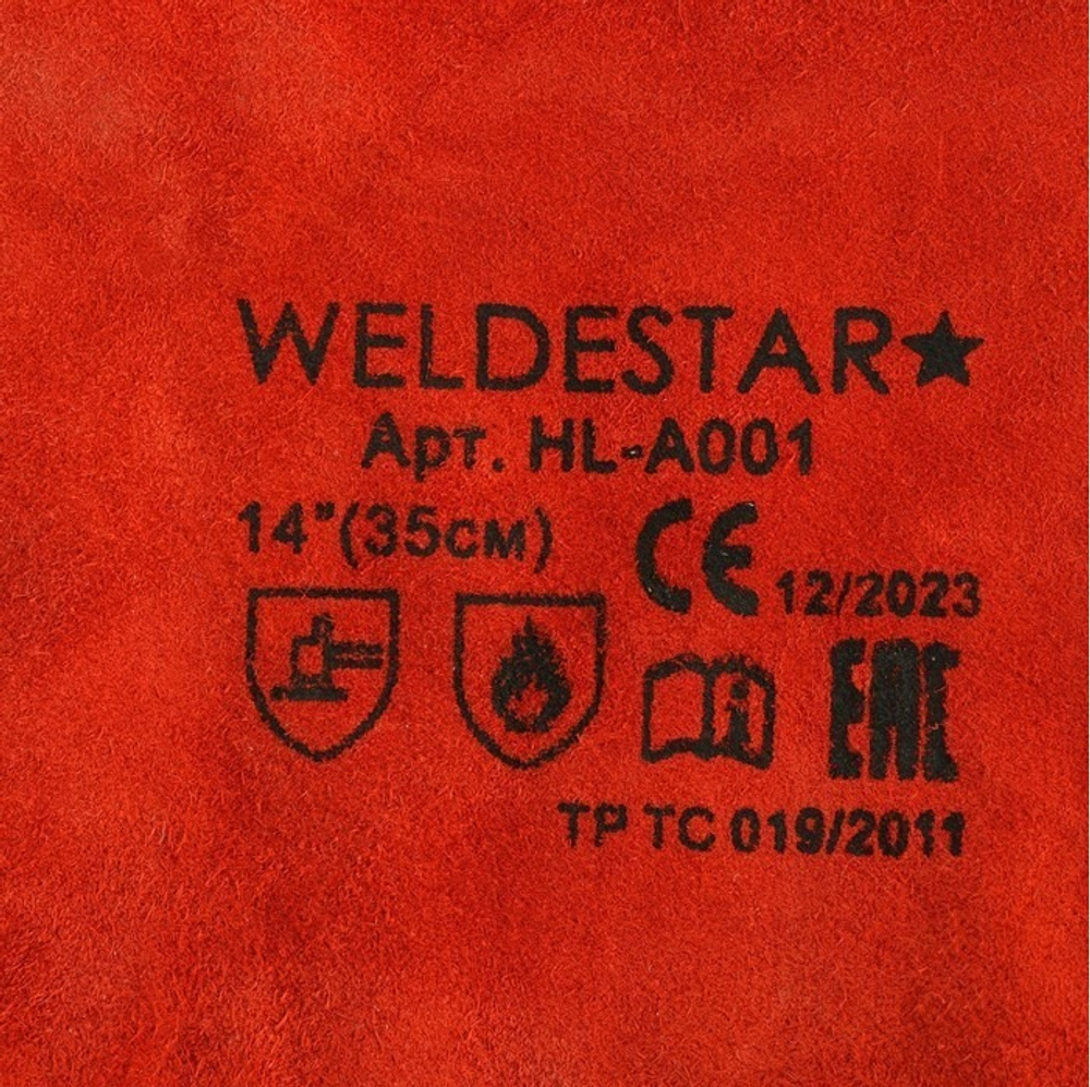 Kрaги свaрщика спилковые WЕLDЕSTАR, 350мм, ВС, Красные