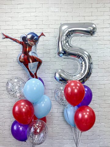 Композиция из воздушных шаров "Леди Баг"