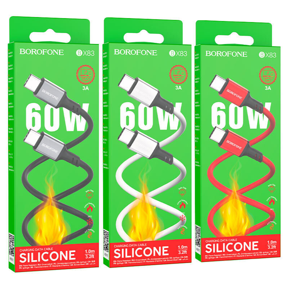 Кабель HOCO X83 Type-C-Type-C 60W 3A 1м PVC White