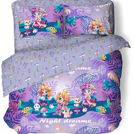 Комплект постельного белья "П37. МЕЧТАТЕЛЬНИЦЫ", поплин Премиум-Люкс, 100% хлопок.