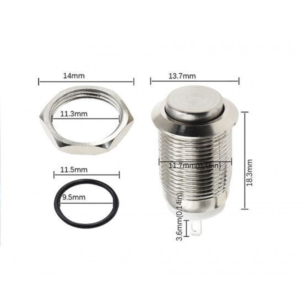 Кнопка металлическая с фиксацией 12мм