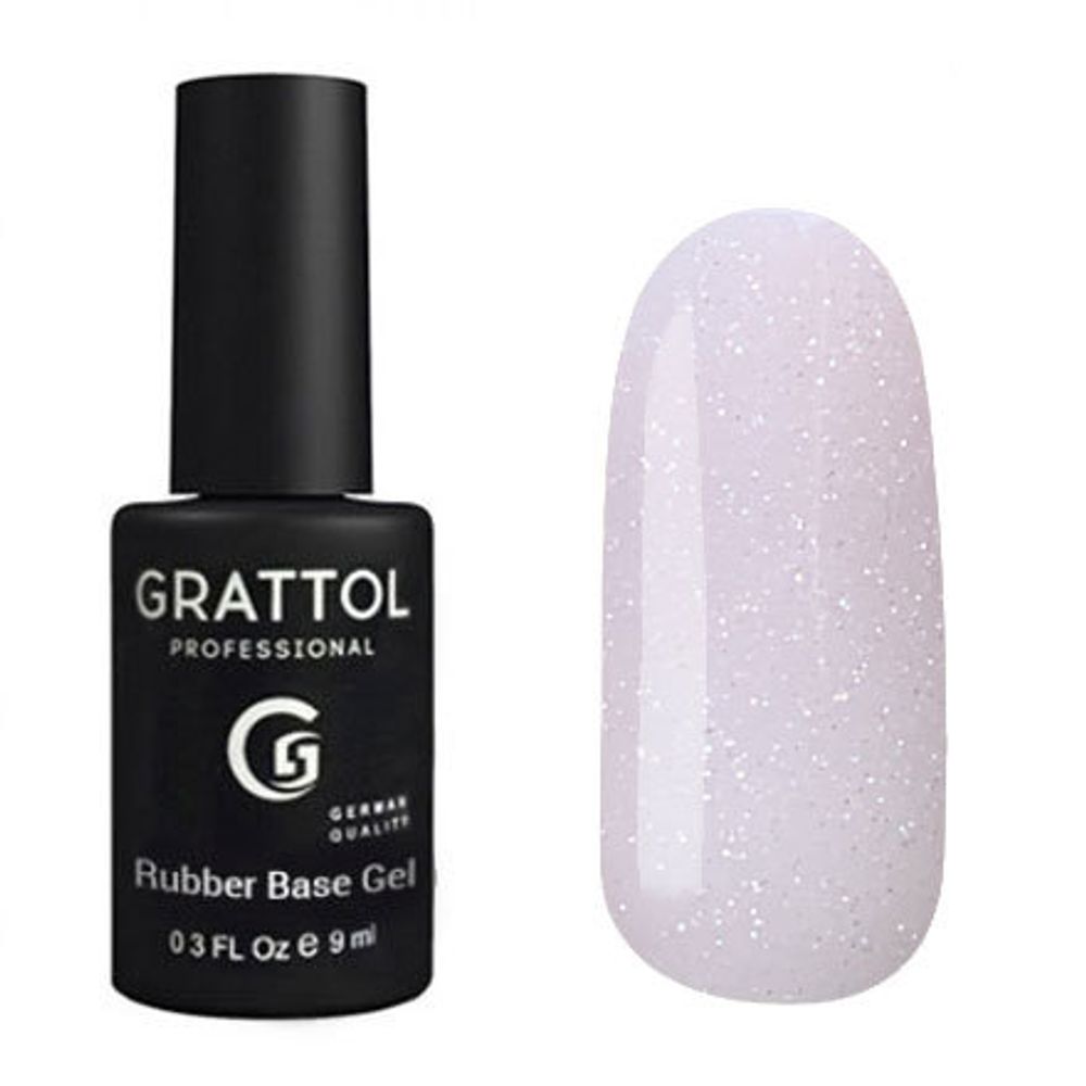 Grattol Rubber Base Glitter №3, 9мл