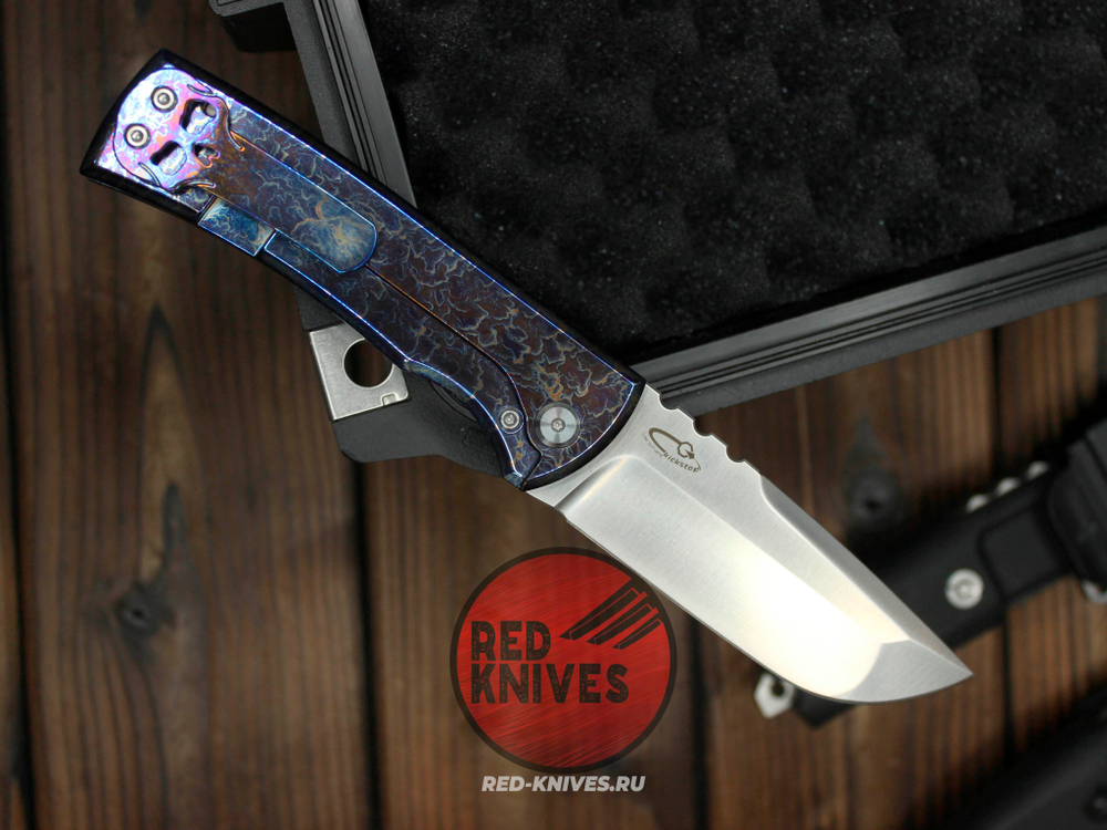 Нож CHAVES KNIVES 229 REDENCION KICKSTOP FLIPPER "Огненный" Титан
