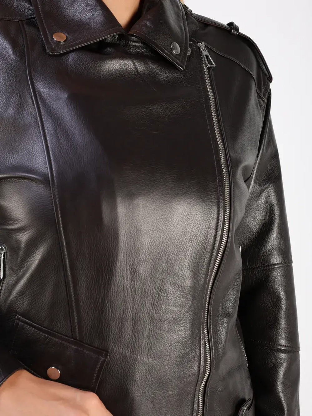 Кожаная куртка демисезонная косуха оверсайз