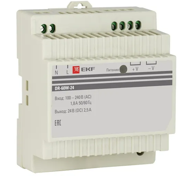 Блок питания на дин рейку 24В EKF PROxima DR-60W-24