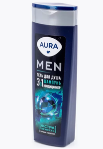 ГЕЛЬ ДЛЯ ДУША AURA MEN 3В1 ЭКСТРА СВЕЖЕСТЬ 380МЛ