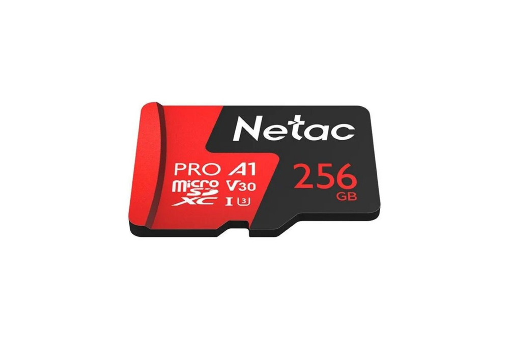 Карта памяти Netac MicroSDXC P500 Extreme Pro Class 10 UHS-I A1 V30 (100 Mb/s) + SD адаптер, 256GB