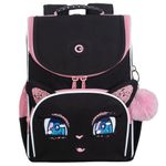 Ранец GRIZZLY анатомическая спинка, с мешком для обуви, для девочек, "SPARKLING EYES", 33х25х13 см, RAm-584-4/1