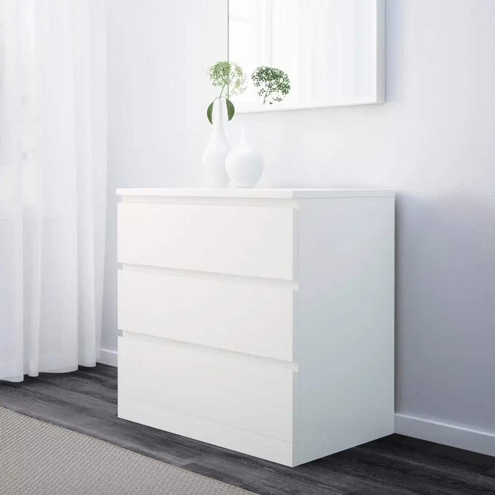 Мебель для спальни, набор из 3 предметов - IKEA MALM, 48х78х80/40х48х55 см,белый МАЛЬМ ИКЕА