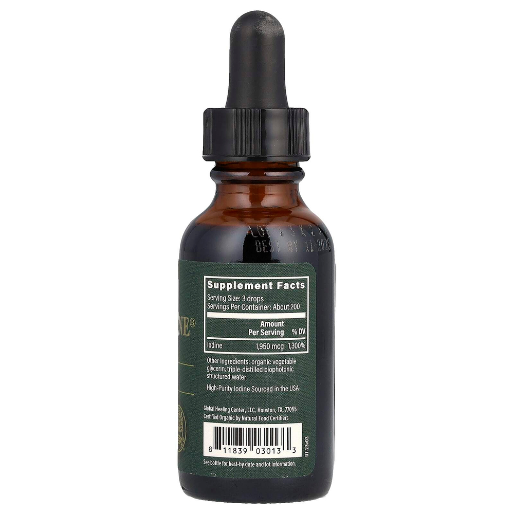 Global Healing, Detoxadine, получаемый йод, 29,6 мл (1 жидк. унция) (1950 мкг в 1 порции)