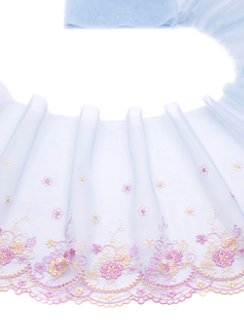 05-84 ОПТ Вышивка на неэл. сетке 20 см, голубой/лиловый/желтый