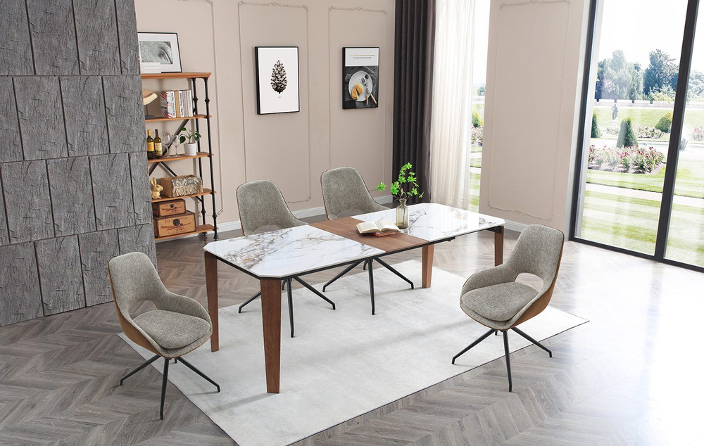 Стул DC-2012-1 бежевый/коричневый вращающийся