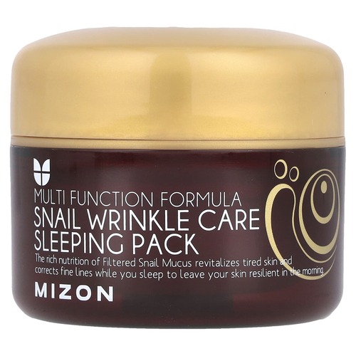 Mizon, Snail Wrinkle Care Sleeping Pack, ночная маска с муцином улитки против морщин, 80 мл (2,70 жидк. унции)