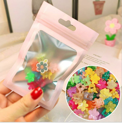 SALE!Комплект детских мини заколок - крабиков для волос 10 шт, в индивидуальной упаковке Цвет Микс - Цветок !