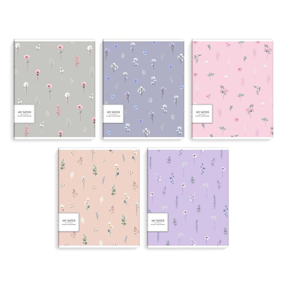 Тетрадь А5 48л. клетка "Мильфлёр" мягкий переплёт, выборочный УФ-лак, ассорти (Феникс+)