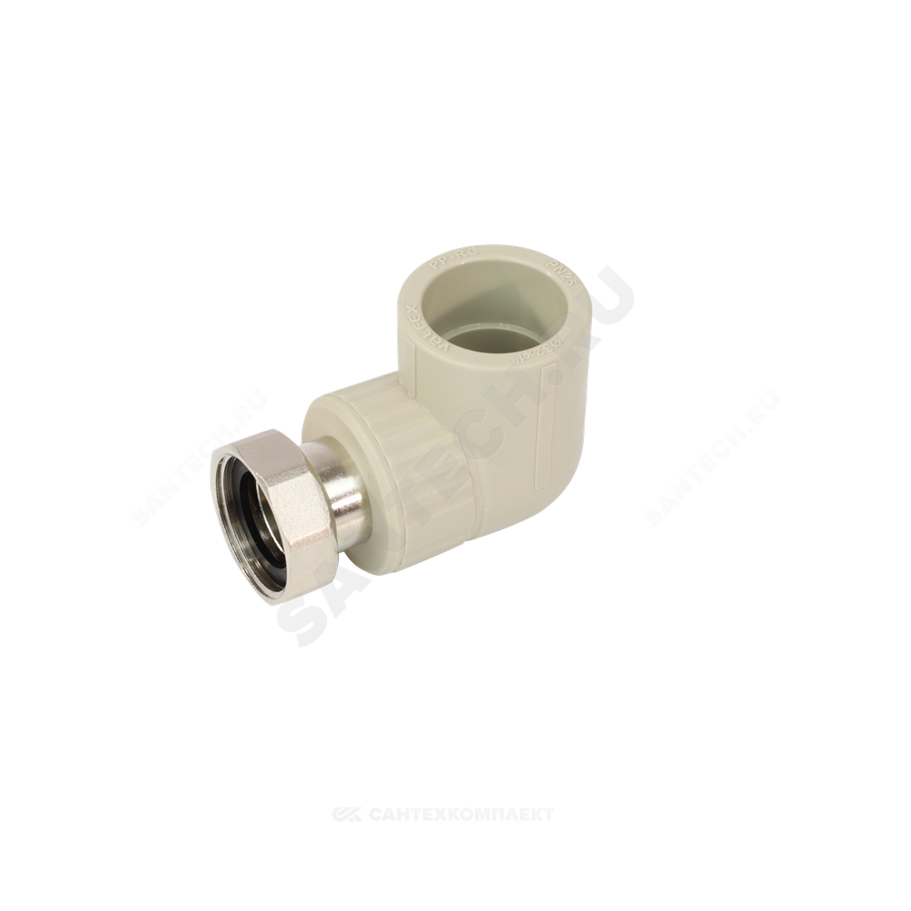 Угольник PP-R комбинированный серый Дн 32х1" с накидной гайкой VALFEX 10138032Г