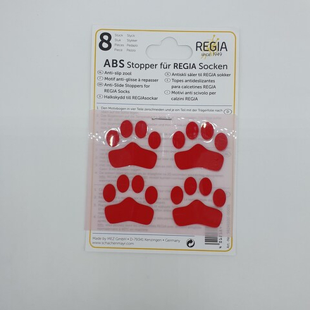 ABS-противоскользящие наклейки Regia для приклеивания к носкам, 8 наклеек в упаковке (красные лапки)