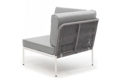 "Канны" угловой модуль плетеный из роупа, каркас алюминий светло-серый (RAL7035) шагрень, роуп серый круглый, ткань серая 017