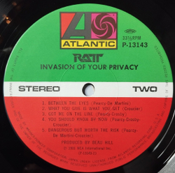 Винтажная виниловая пластинка LP Ratt Invasion Of Your Privacy (Japan 1985) (Obi) Give It All