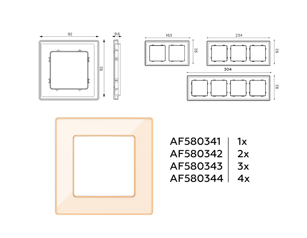 AF580343 Рамка ALFA Arctic (Бежевый Стекло органическое/Шампань) 3-ая