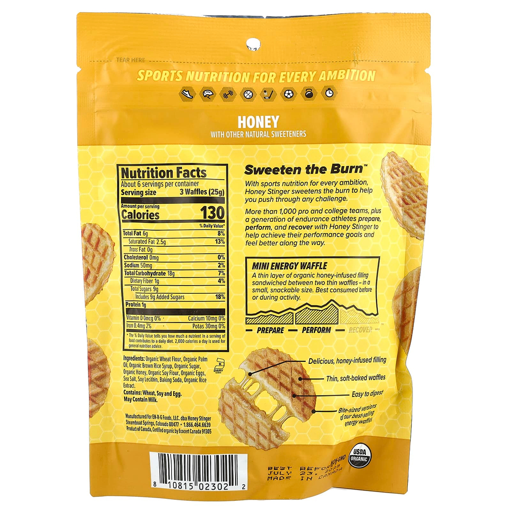 Honey Stinger, Энергетические мини-вафли, мед, 150 г (5,3 унции)
